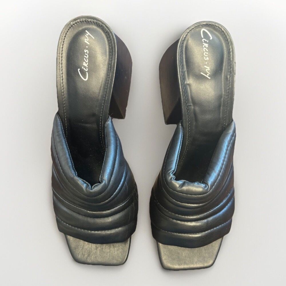 Circus by Sam Edelman Black Marlie Platform Chunky Heels Sandals Sz 9.5 Retro - Picture 3 of 12